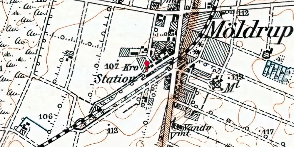 Historisk kort over Møldrup Station Historisk kort over Møldrup Station
