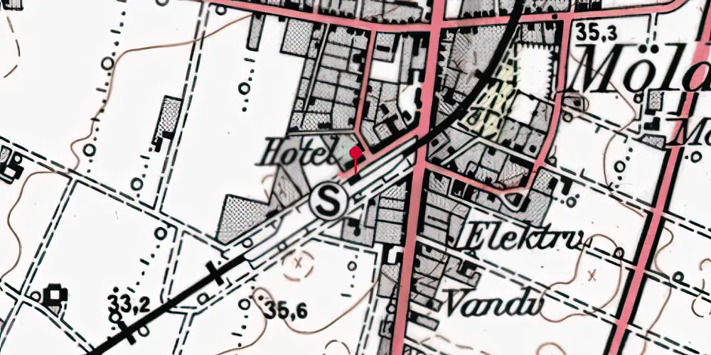 Historisk kort over Møldrup Station Historisk kort over Møldrup Station