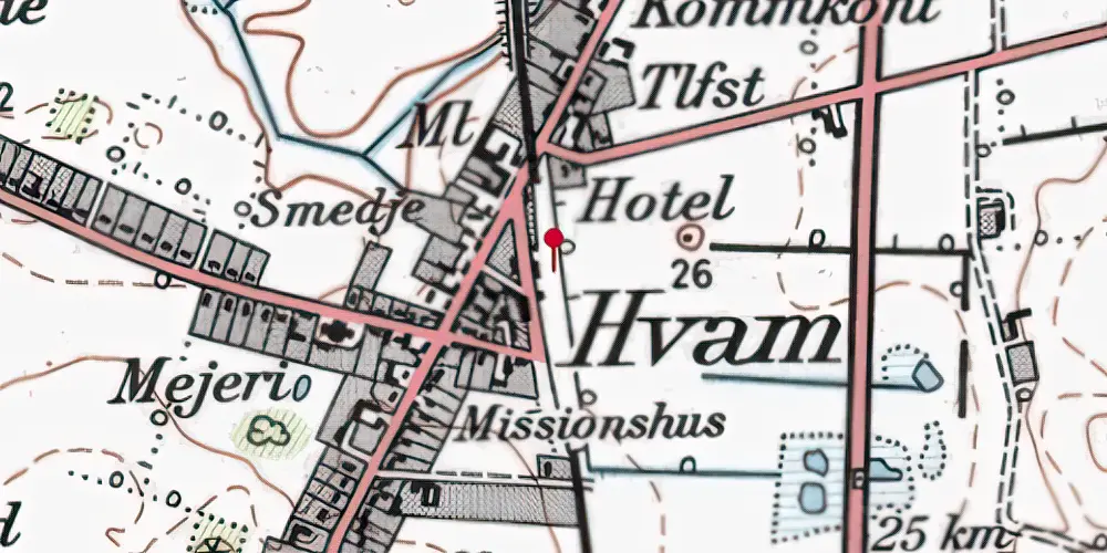 Historisk kort over Hvam Station Historisk kort over Hvam Station