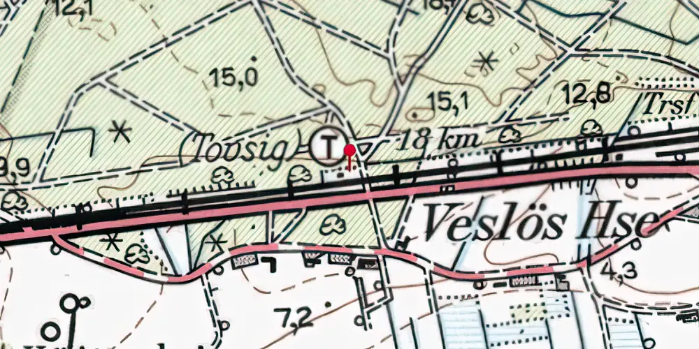 Historisk kort over Tovsig Trinbræt