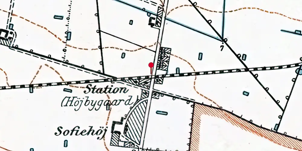 Historisk kort over Højbygårdvej Trinbræt