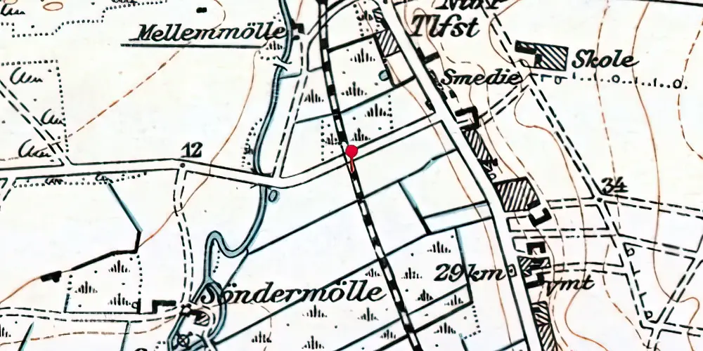 Historisk kort over Langvad Trinbræt