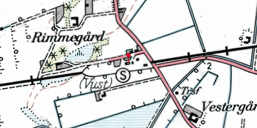 Historisk kort over Vust Station