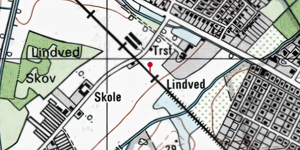 Historisk kort over Lindved Fyn Trinbræt