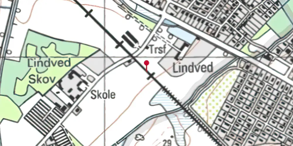 Historisk kort over Lindved Fyn Trinbræt