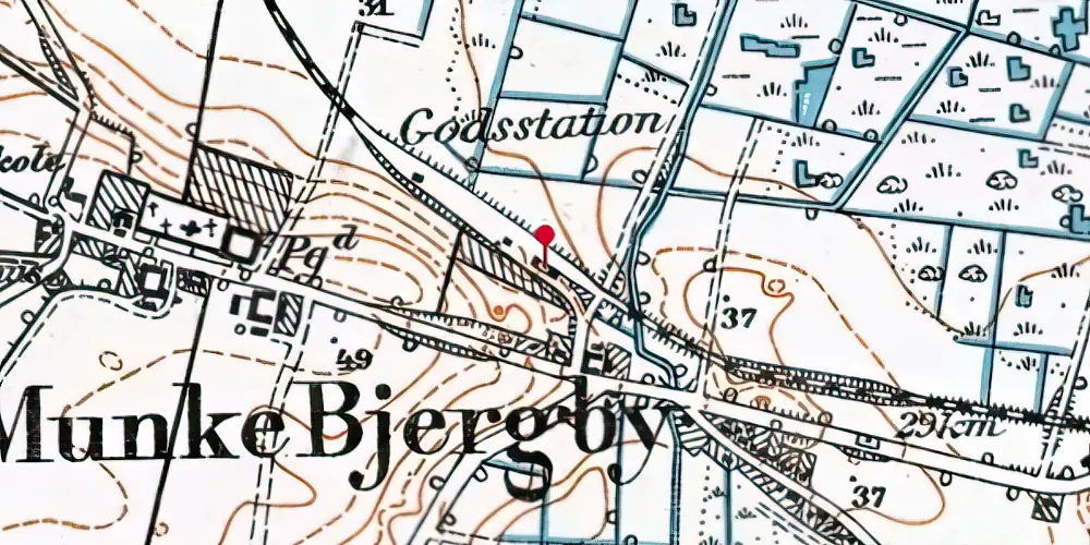 Historisk kort over Munke Bjergby Station