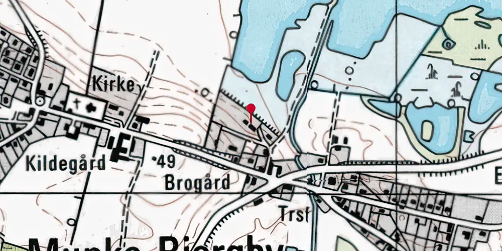 Historisk kort over Munke Bjergby Station