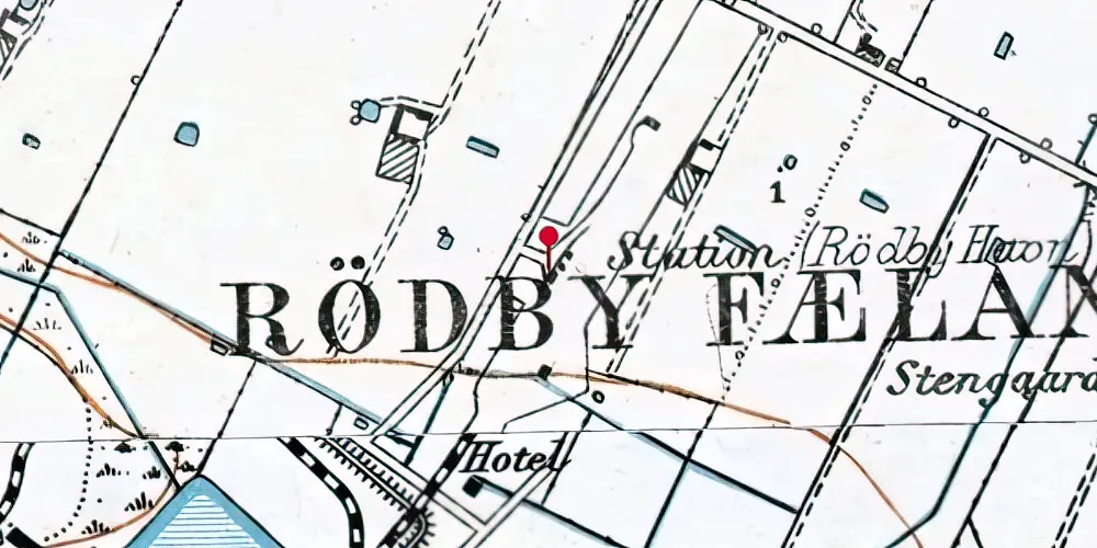 Historisk kort over Rødbyhavn Station