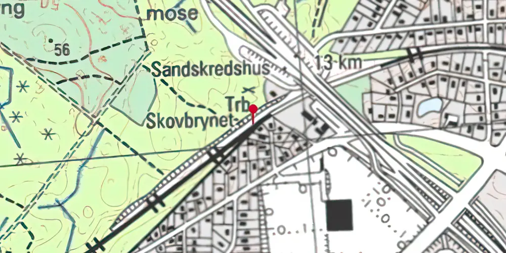 Historisk kort over Skovbrynet Billetsalgssted [1930-1964]