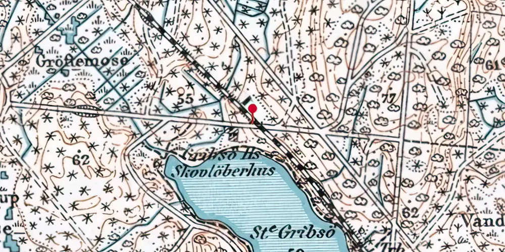 Historisk kort over Gribsø Trinbræt Historisk kort over Gribsø Trinbræt