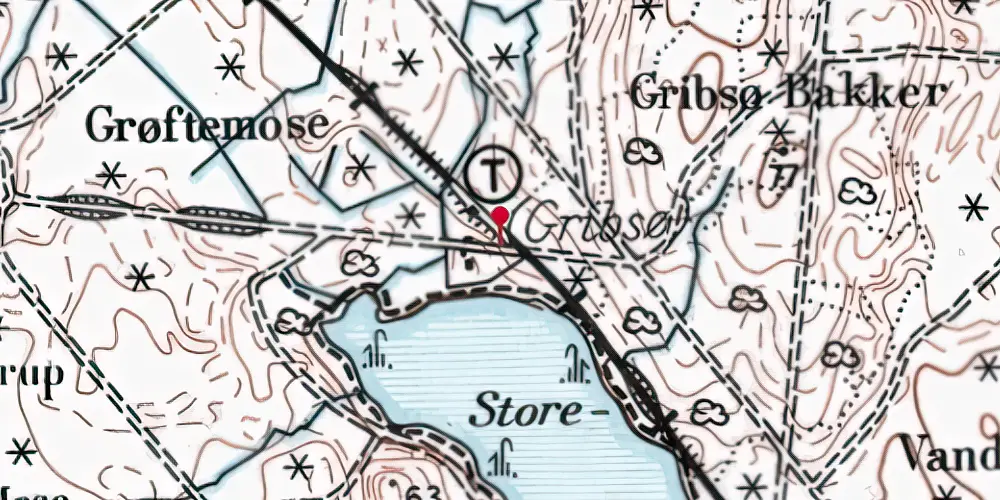 Historisk kort over Gribsø Trinbræt Historisk kort over Gribsø Trinbræt