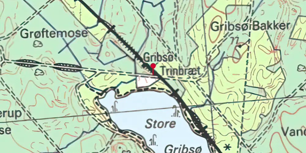 Historisk kort over Gribsø Trinbræt Historisk kort over Gribsø Trinbræt