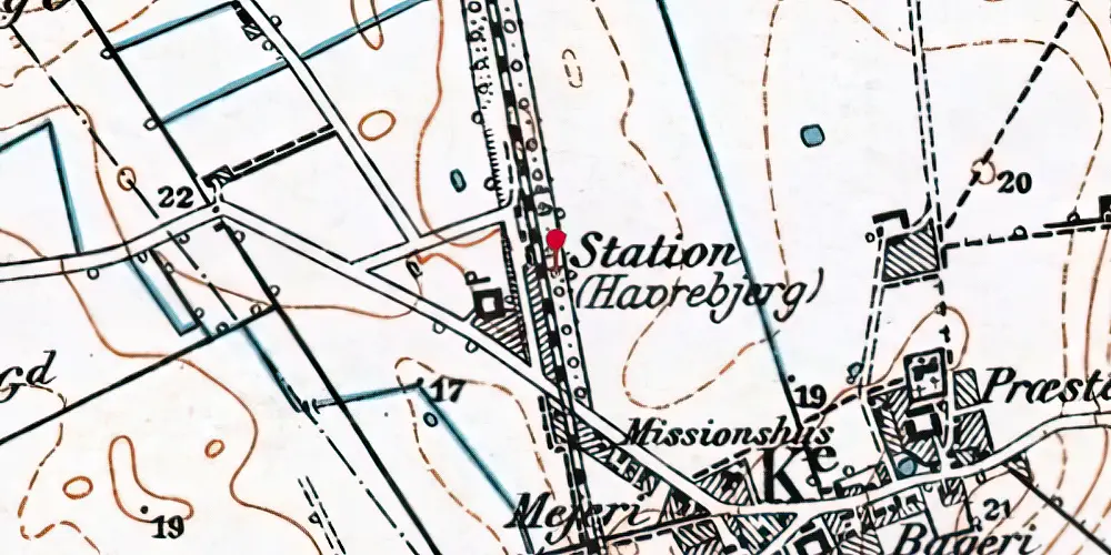 Historisk kort over Havrebjerg Trinbræt