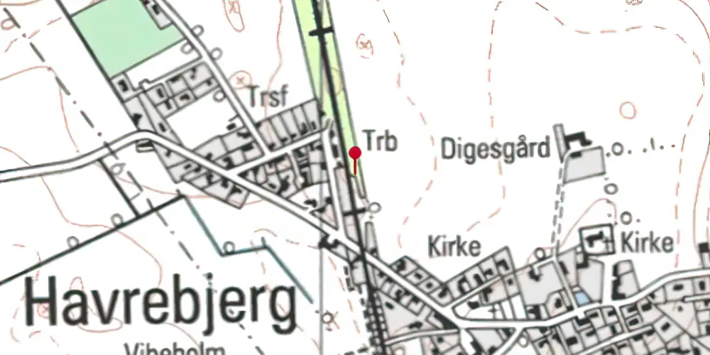 Historisk kort over Havrebjerg Trinbræt
