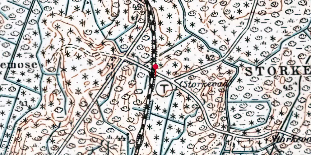 Historisk kort over Storkevad Trinbræt med Sidespor Historisk kort over Storkevad Trinbræt med Sidespor
