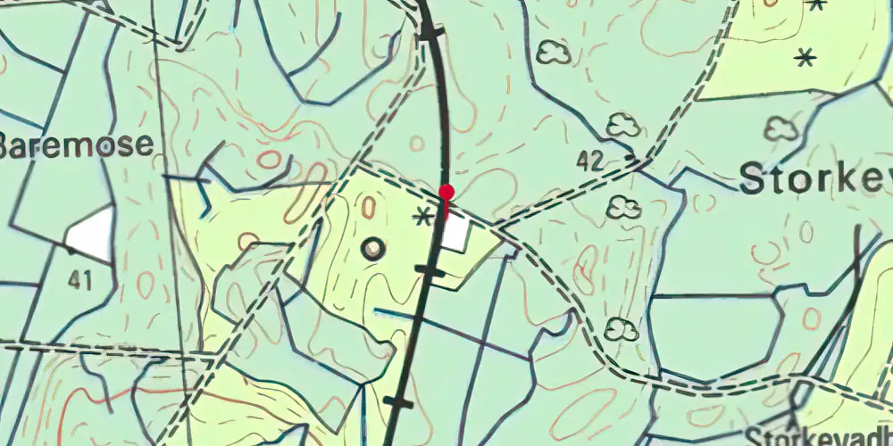 Historisk kort over Storkevad Trinbræt med Sidespor Historisk kort over Storkevad Trinbræt med Sidespor
