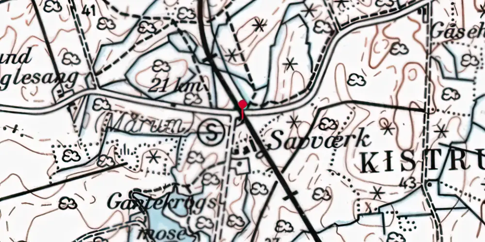 Historisk kort over Mårum Station