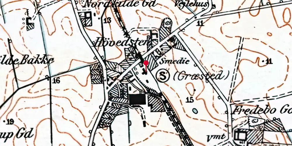 Historisk kort over Græsted Station Historisk kort over Græsted Station