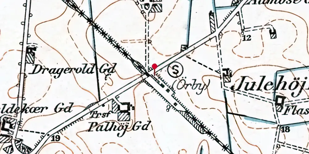 Historisk kort over Ørby Trinbræt