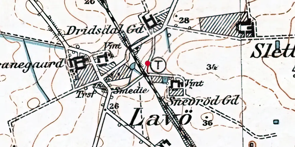 Historisk kort over Laugø Trinbræt