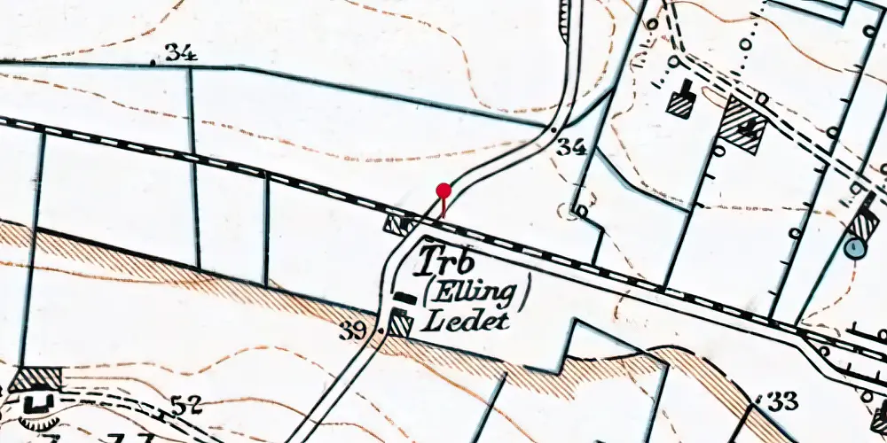 Historisk kort over Elling Trinbræt Historisk kort over Elling Trinbræt