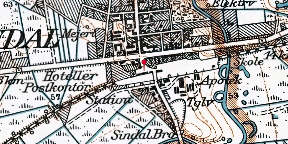 Historisk kort over Sindal Station