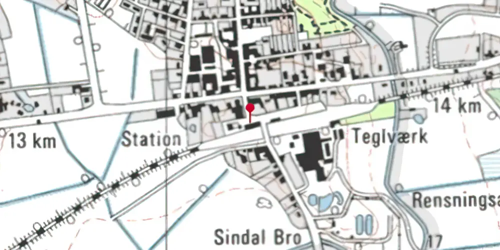 Historisk kort over Sindal Station