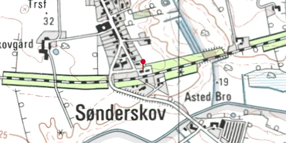Historisk kort over Sønderskov Station