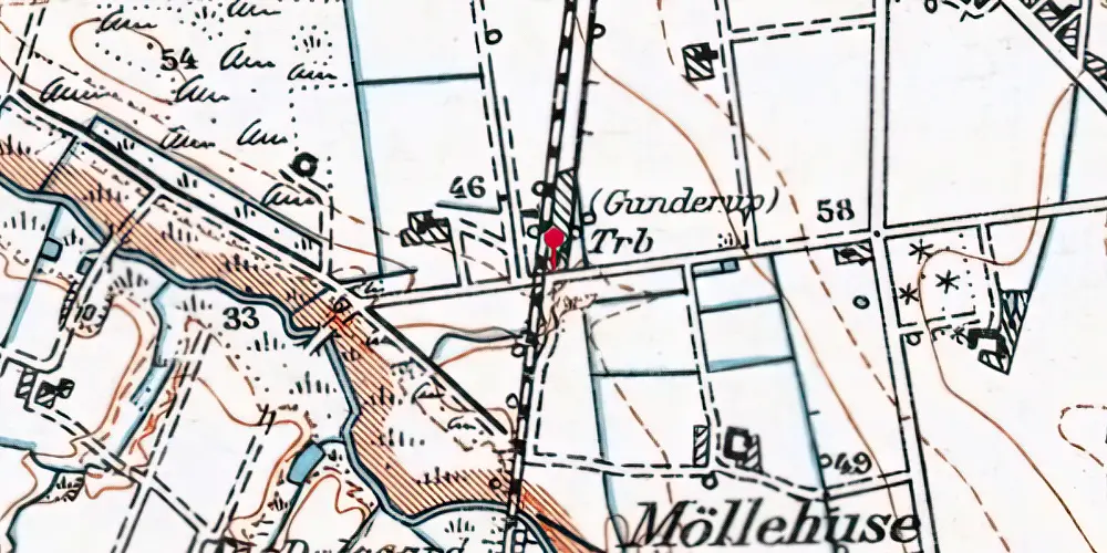 Historisk kort over Gunderup Trinbræt