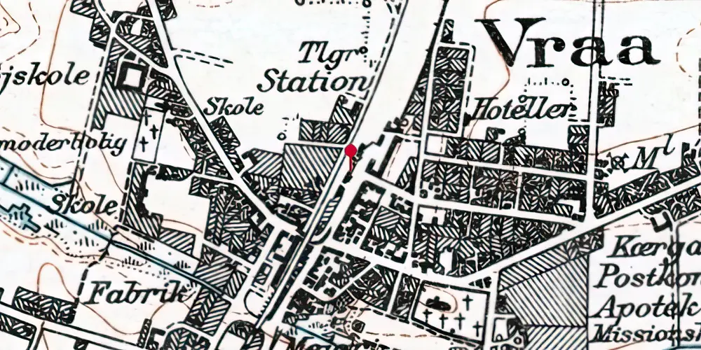 Historisk kort over Vrå Station Historisk kort over Vrå Station