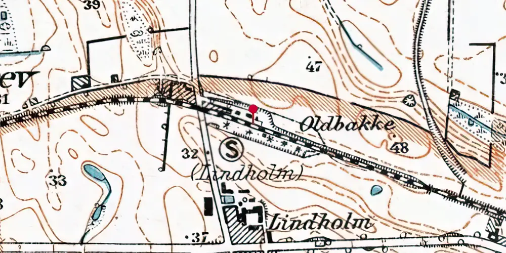 Historisk kort over Lindholm (Slangerupbanen) Station