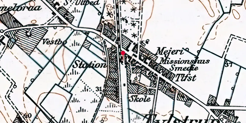 Historisk kort over Tylstrup Station