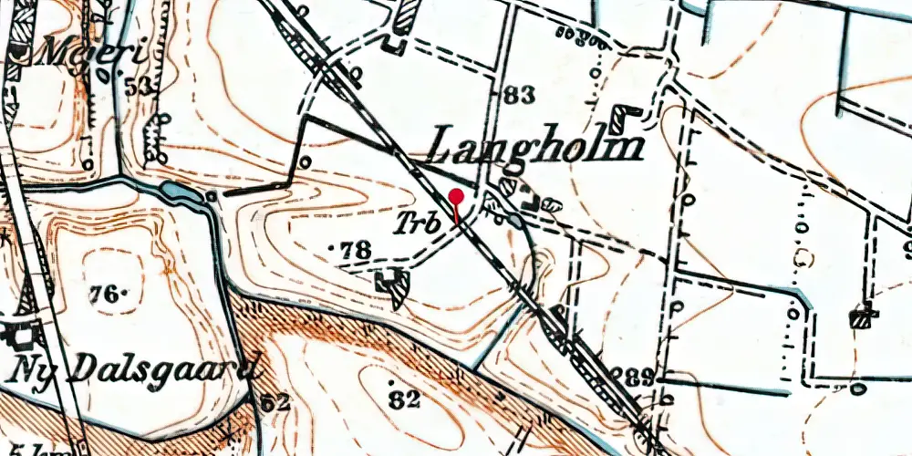 Historisk kort over Langholm Trinbræt