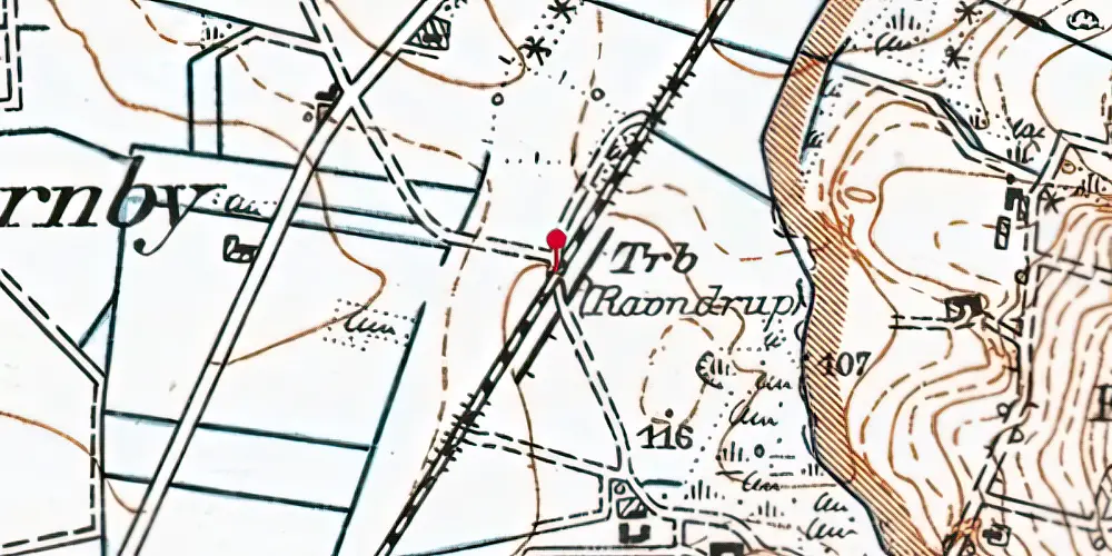 Historisk kort over Raundrup Trinbræt