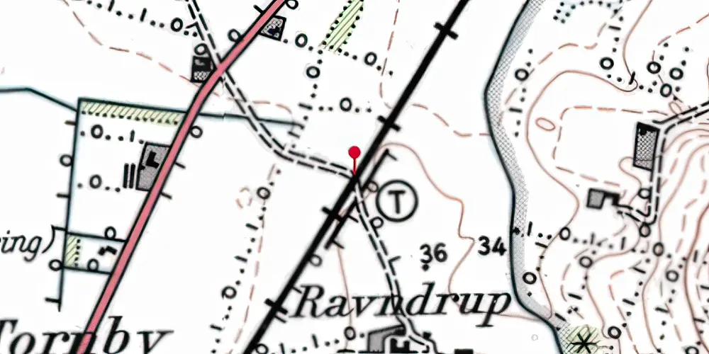 Historisk kort over Raundrup Trinbræt