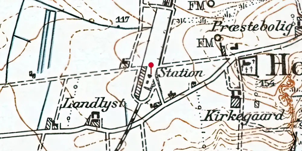 Historisk kort over Horne Station Historisk kort over Horne Station