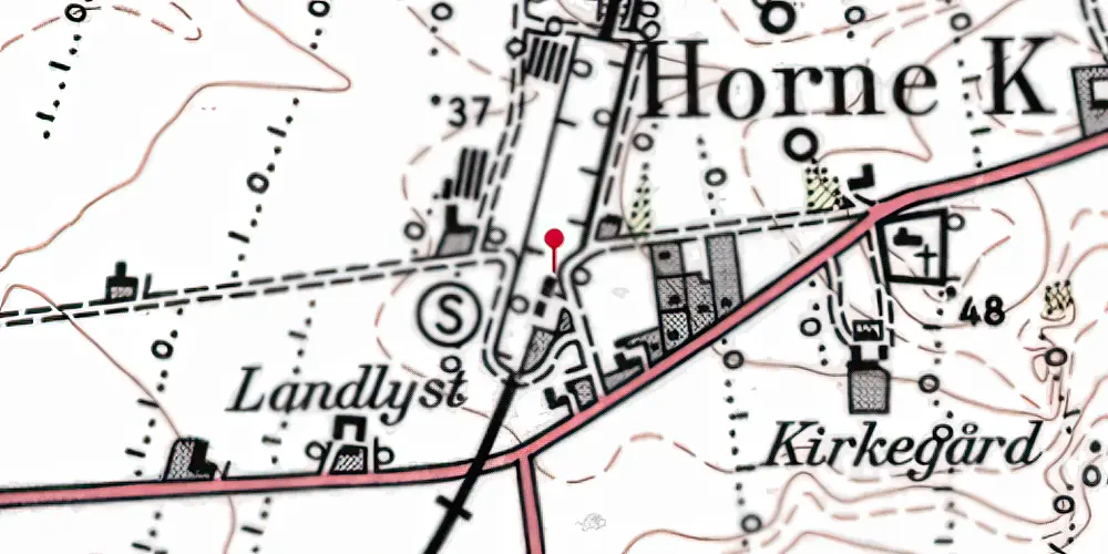 Historisk kort over Horne Station Historisk kort over Horne Station