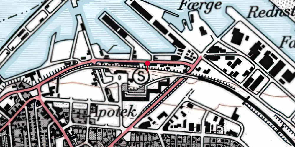 Historisk kort over Hirtshals Havn Trinbræt