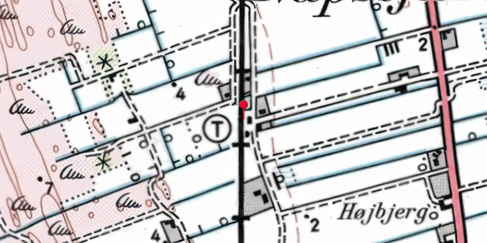 Historisk kort over Napstjert Station [1890-1935]