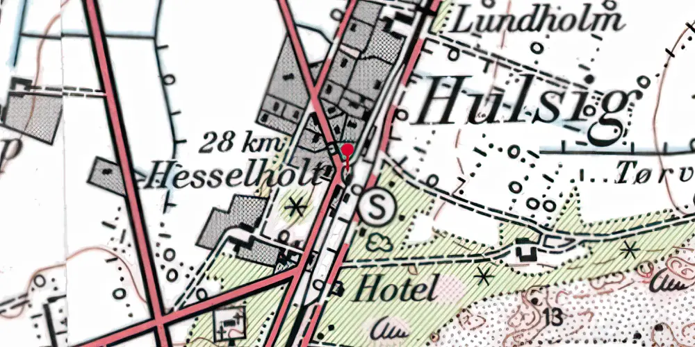 Historisk kort over Hulsig Station [1890-1967]