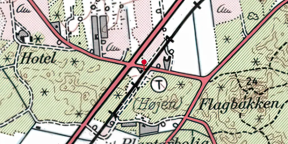 Historisk kort over Højen Station [1890-1964]