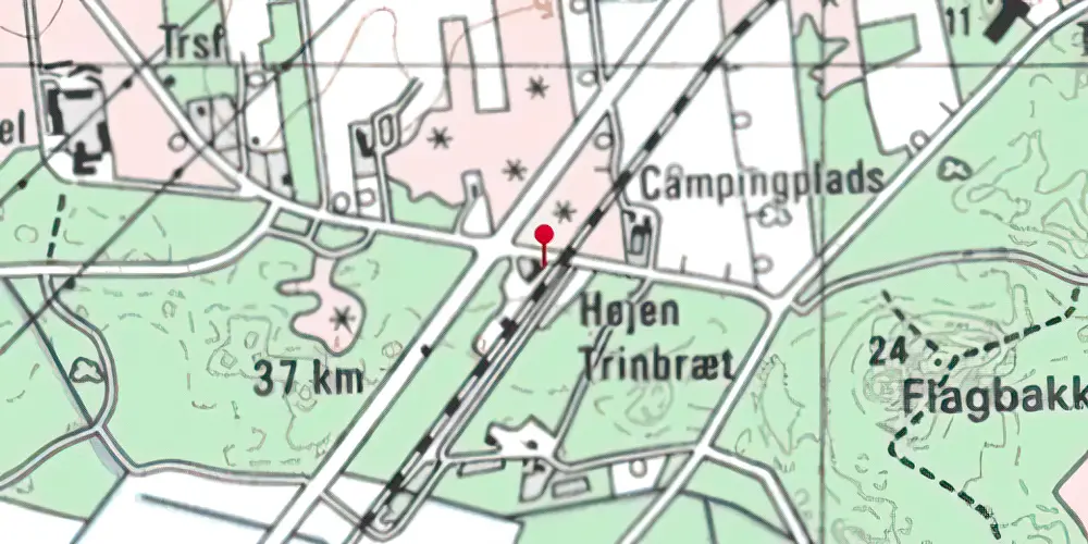 Historisk kort over Højen Station [1890-1964]