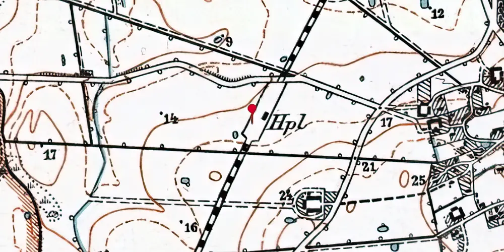 Historisk kort over Skibinge Trinbræt med Sidespor