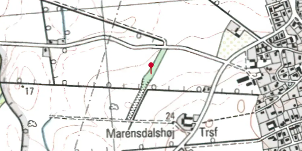 Historisk kort over Skibinge Trinbræt med Sidespor