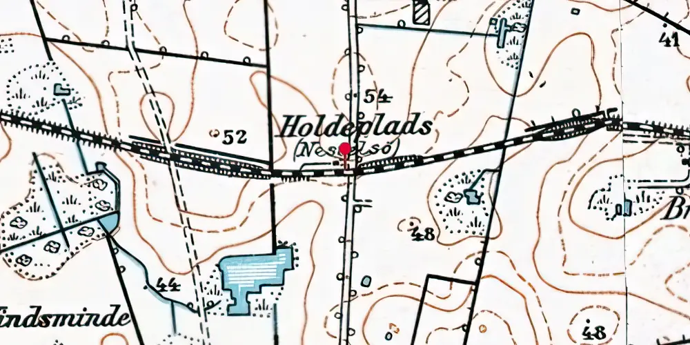 Historisk kort over Næstelsø Trinbræt med Sidespor