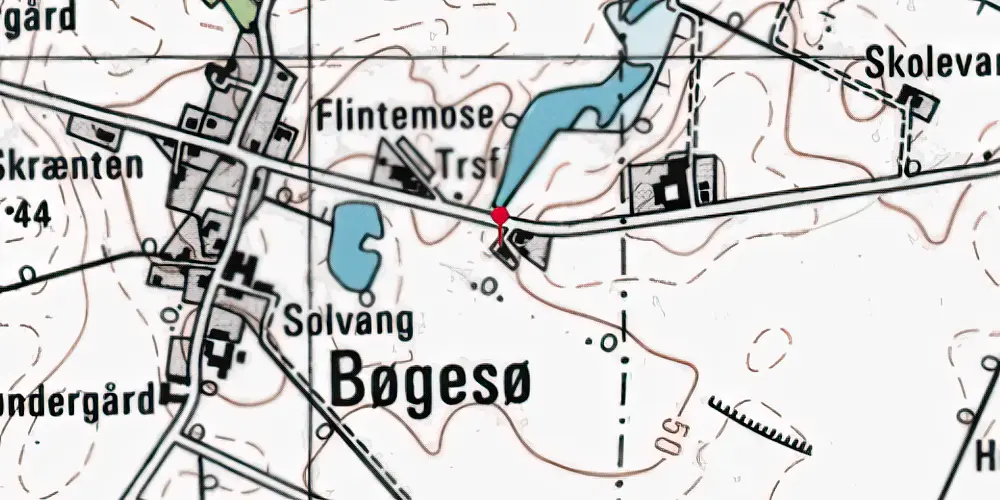 Historisk kort over Bøgesø Station Historisk kort over Bøgesø Station