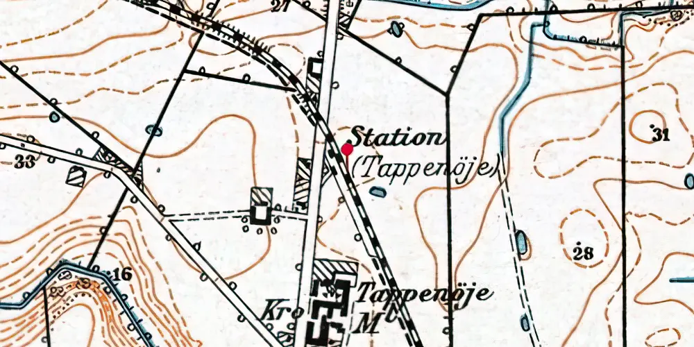 Historisk kort over Tappernøje Station