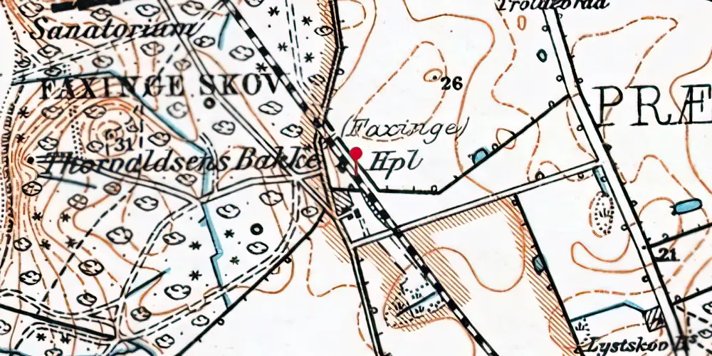 Historisk kort over Faksinge Trinbræt Historisk kort over Faksinge Trinbræt
