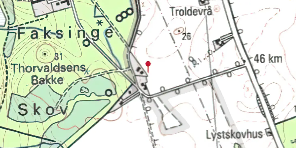 Historisk kort over Faksinge Trinbræt Historisk kort over Faksinge Trinbræt