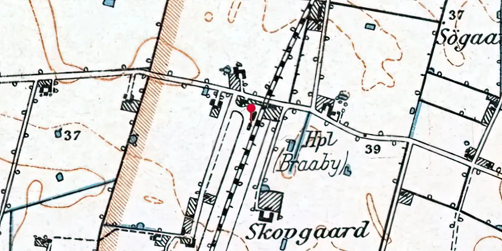 Historisk kort over Bråby Trinbræt Historisk kort over Bråby Trinbræt